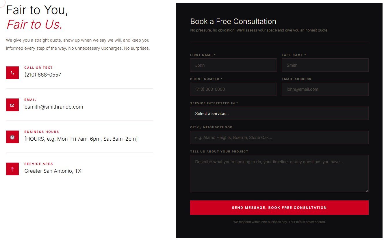 Smith Remodeling - Book a consultation form